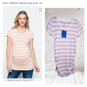 NEW Market & Spruce Stitch Fix Maternity White Peach Alma Short Sleeve small